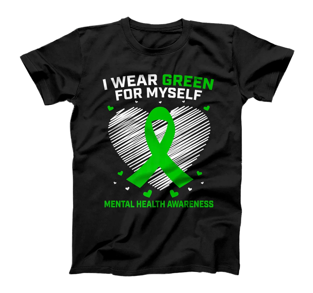 Heart Ribbon I Wear Green For Myself Mental Health Awareness Premium T-Shirt