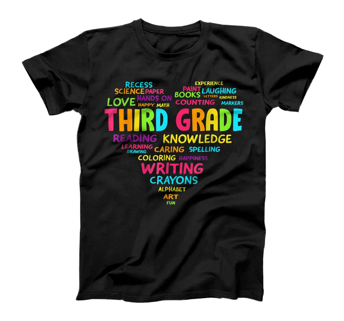 Heart Tee Third Grade Team Teacher Student Back To School T-Shirt