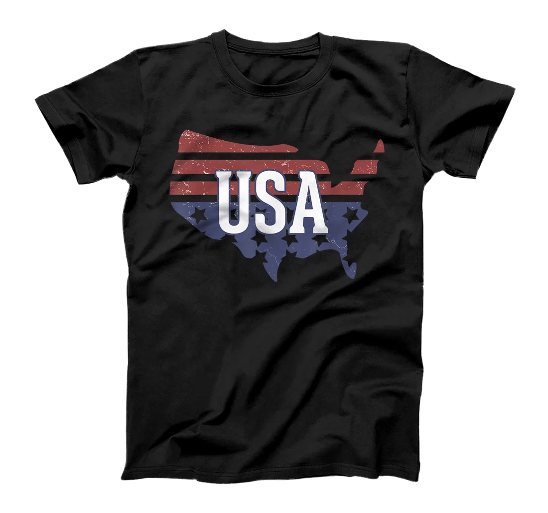 Personalized USA Map Flag Happy 4th Of July Independence Day T-Shirt
