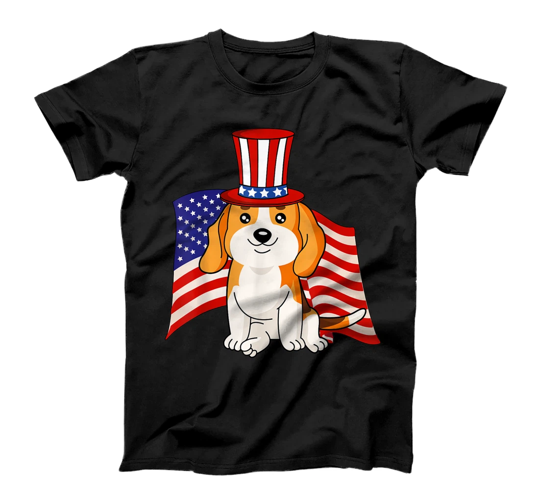 America 4th of July Independence Day Patriotic Beagle Dog T-Shirt