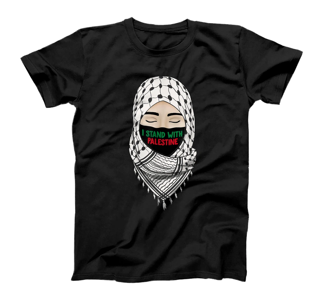 I Stand With Free Palestine Gaza Flag Arabic Scarf Tee Women T-Shirt, Kid T-Shirt and Women T-Shirt