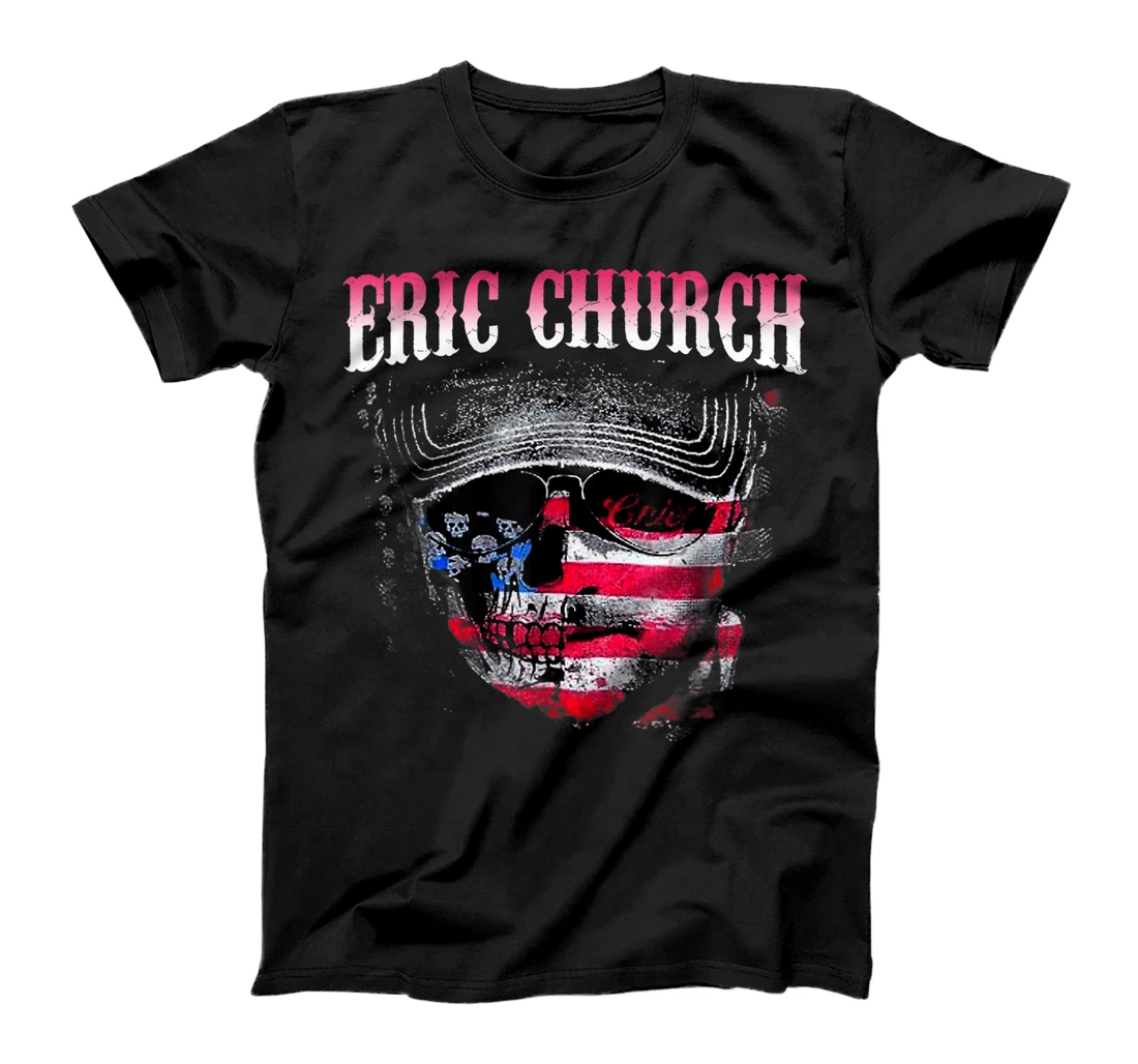 Erics Churchs with American Flag Limited Design T-Shirt, Women T-Shirt