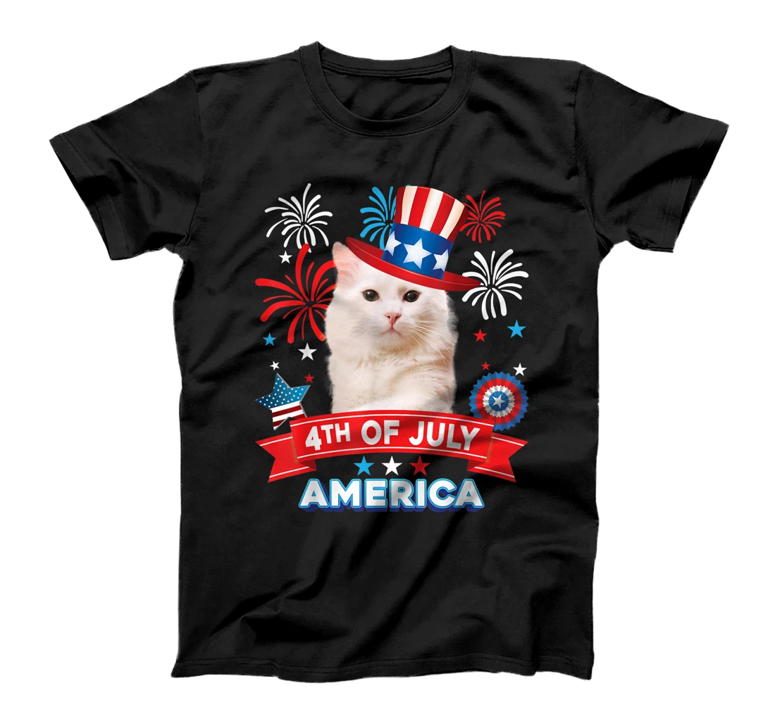 4th Of July Patriotic Day Turkish Angora Cat Independence T-Shirt, Kid T-Shirt and Women T-Shirt