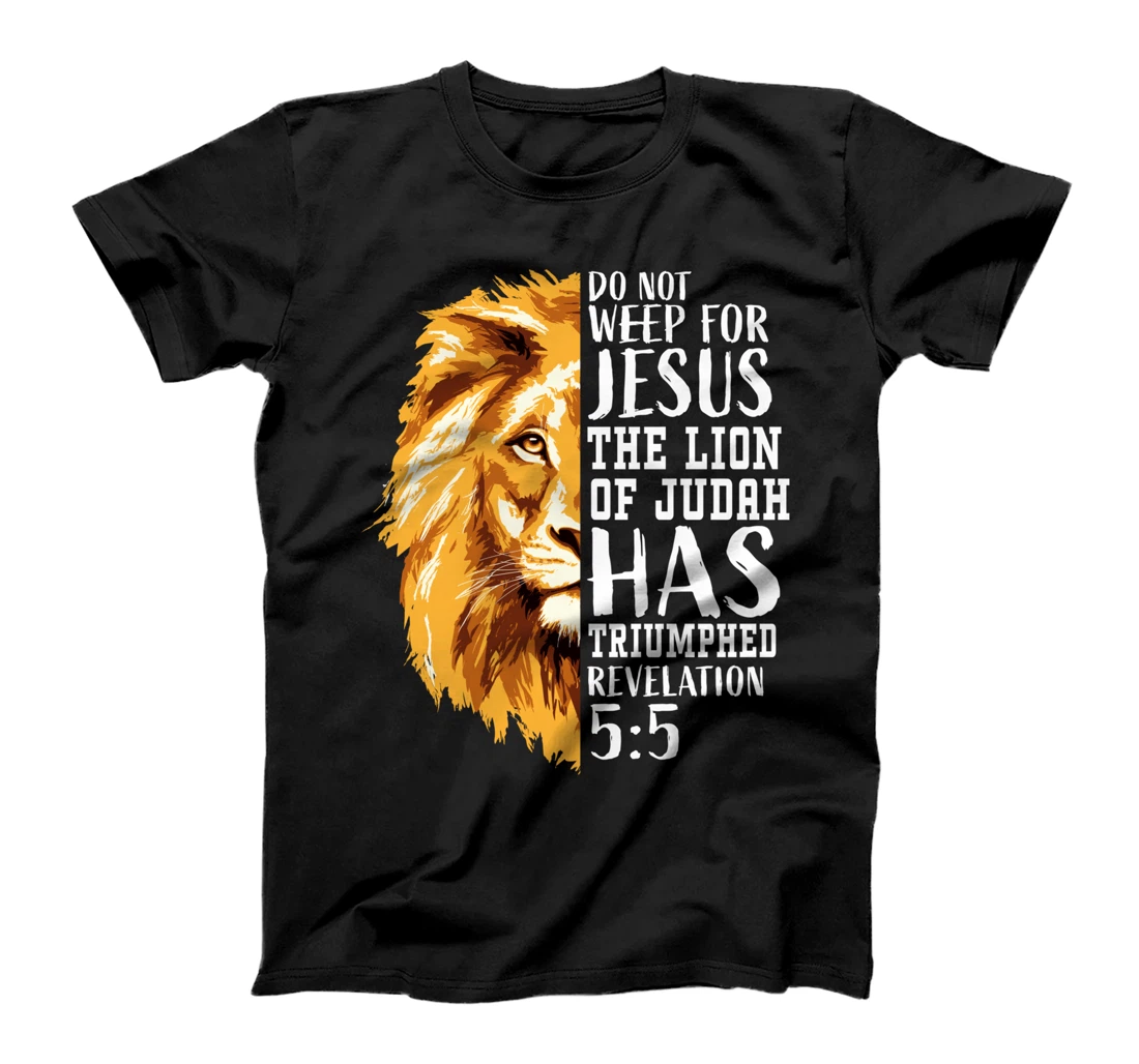 Christian Verse Gifts Jesus Faith Lion Judah Graphic on Back T-Shirt