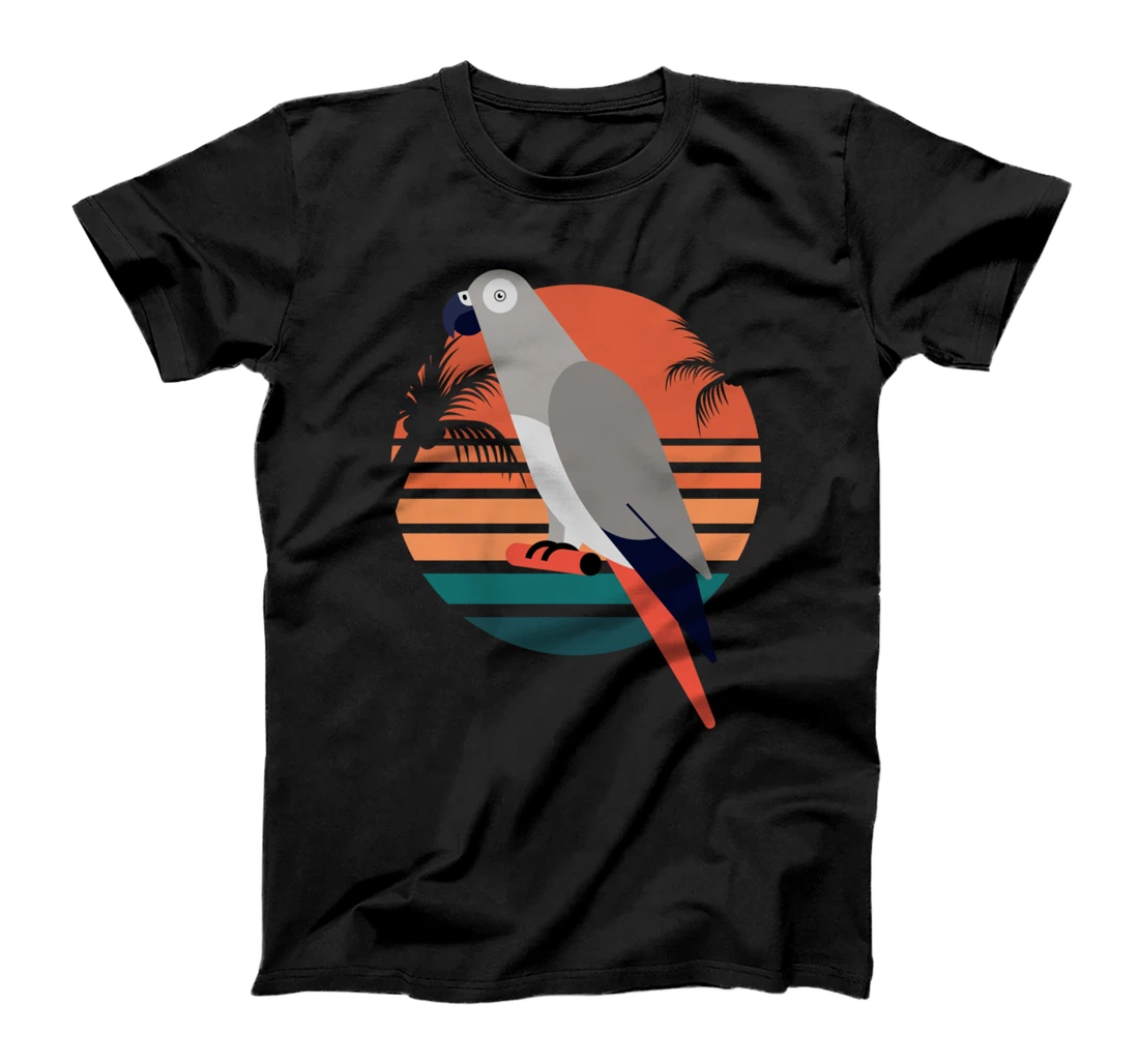 African Grey Parrot Retro Sunset Parrot Bird Macaw T-Shirt