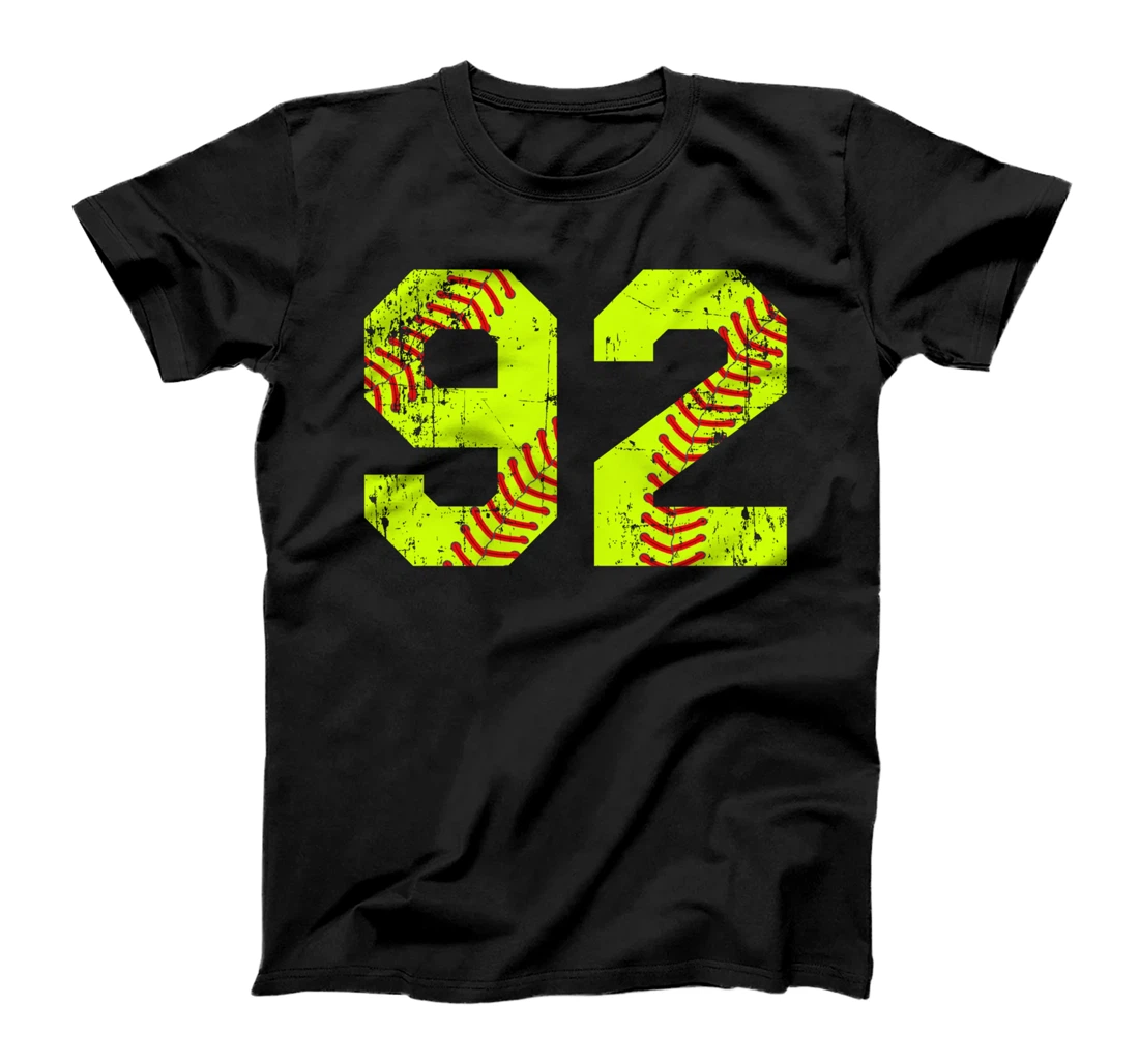 Personalized Vintage Softball 92 Jersey Number T-Shirt