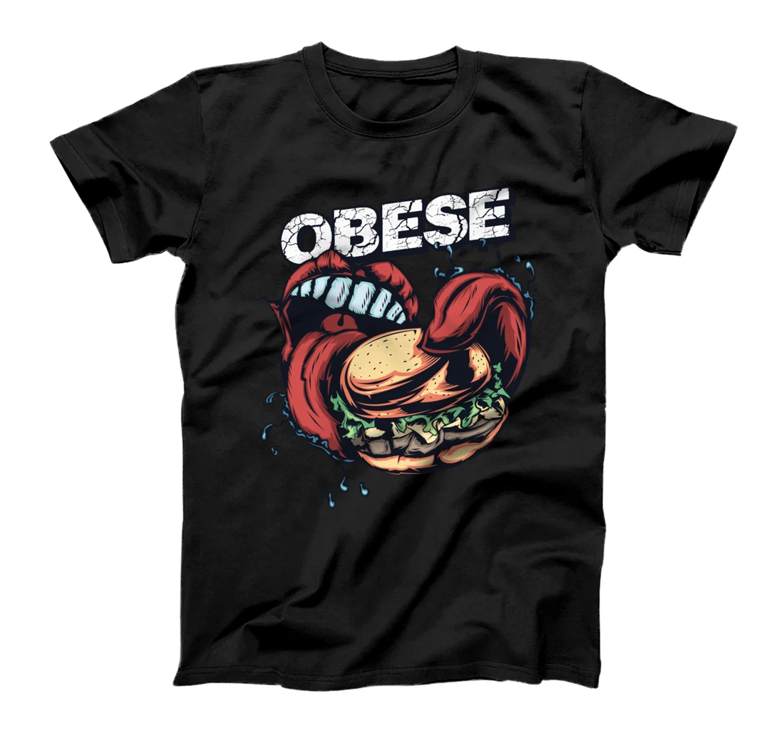 Personalized Funny Mouth Chomping Burger Obese Food Lover Chubby T-Shirt