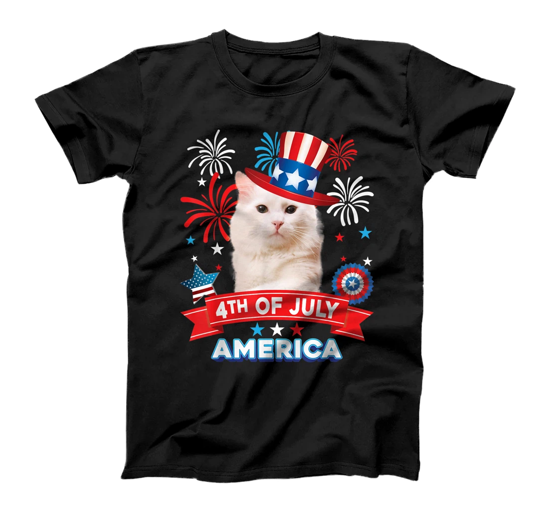 Personalized 4th Of July Patriotic Day Turkish Angora Cat Independence T-Shirt, Kid T-Shirt and Women T-Shirt