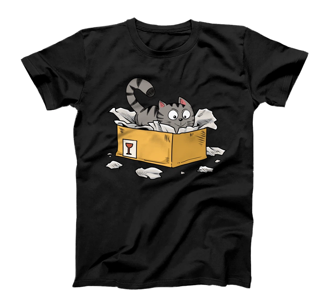 Funny Cat In The Box Felis Tabby Cat Package T-Shirt