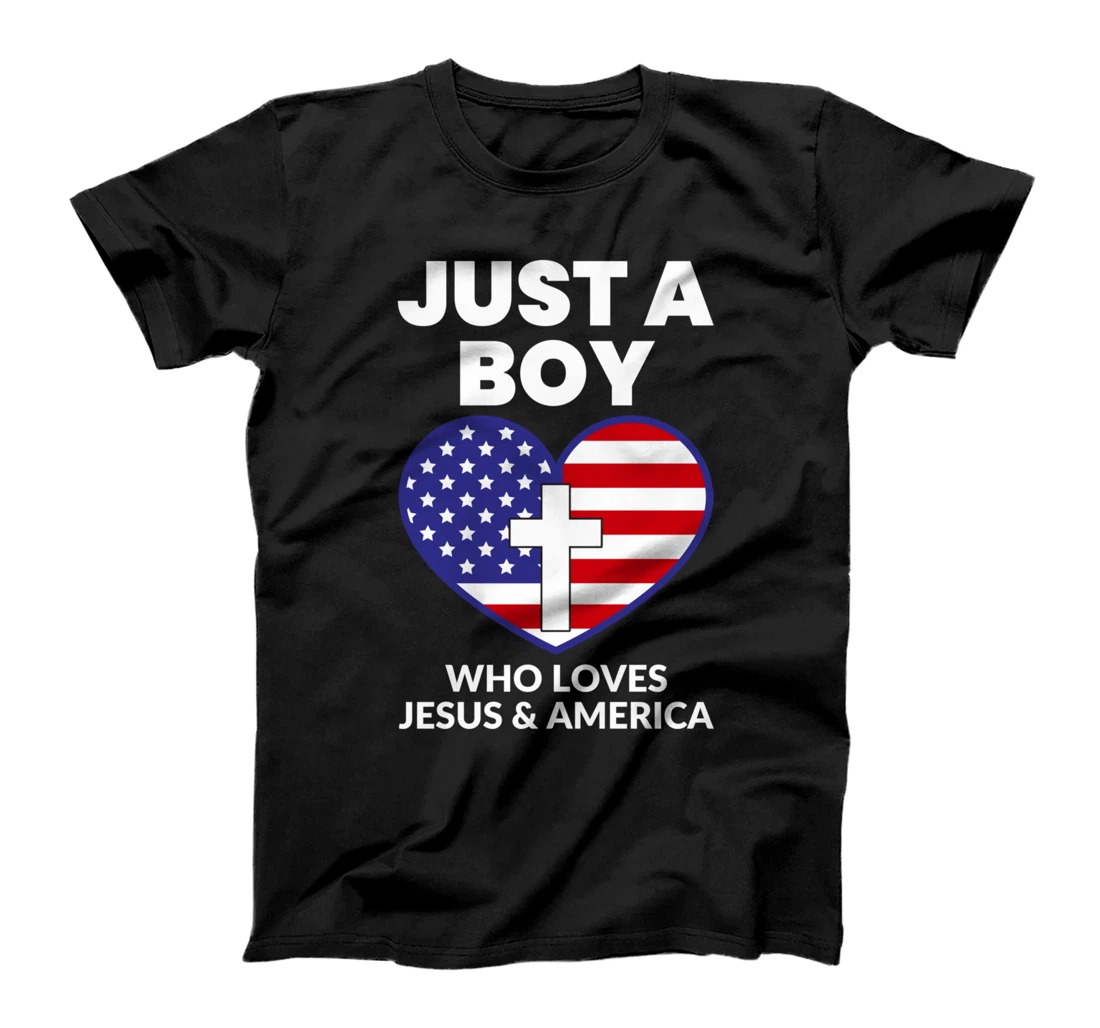 Personalized Just a boy who loves Jesus & America Patriotic T-Shirt