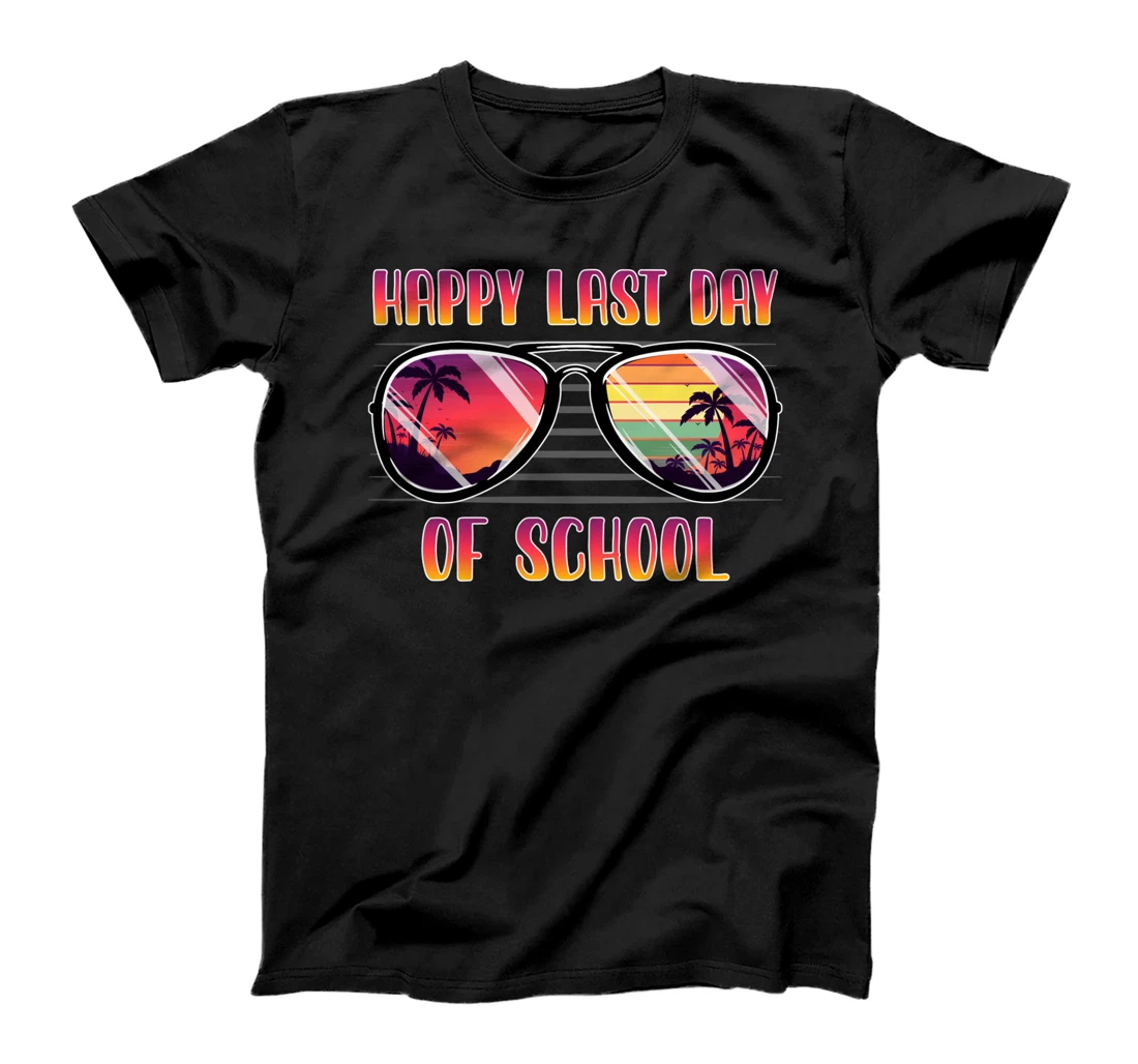 Personalized Happy Last Day of School Summer Vacation Beach Vibe Teacher T-Shirt