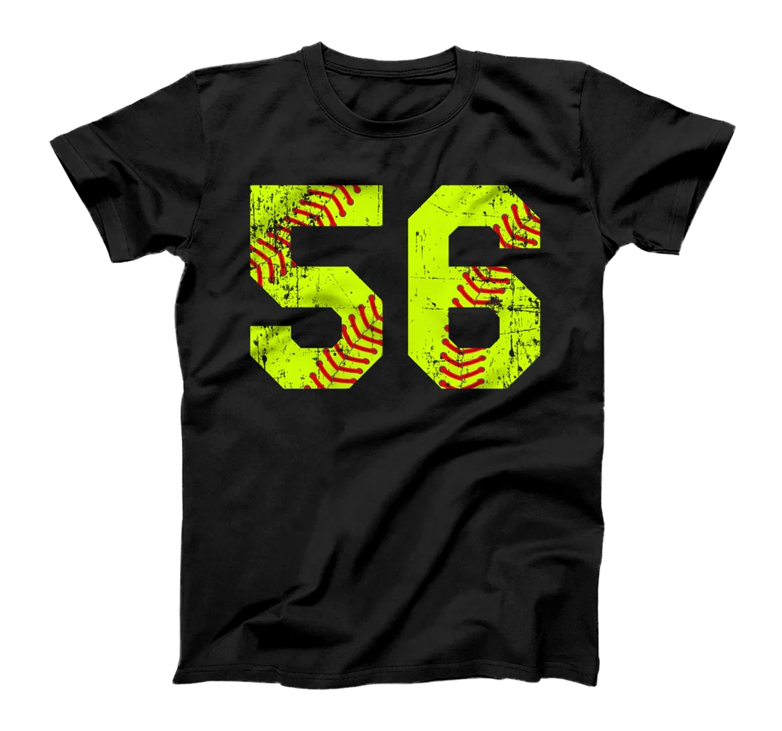 Vintage Softball 56 Jersey Number T-Shirt