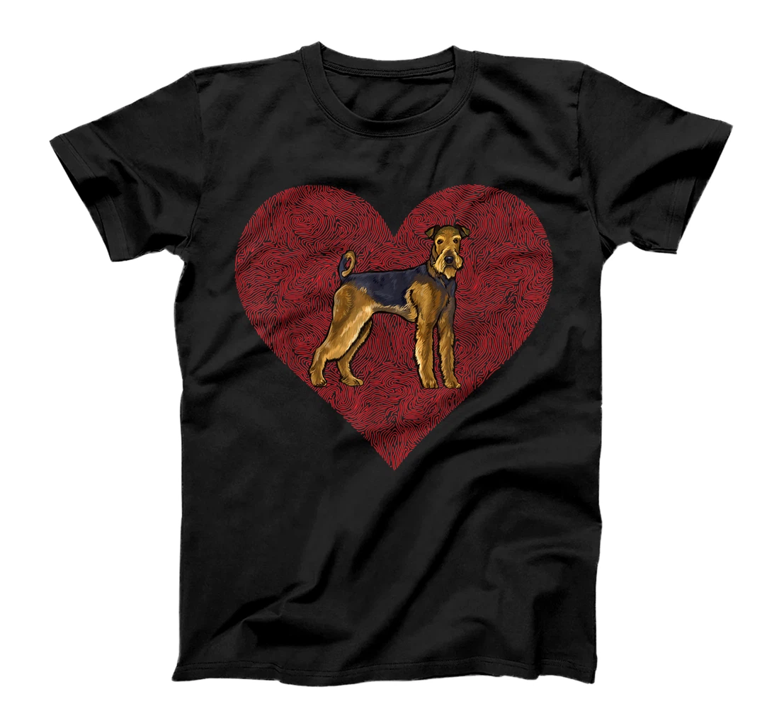 Airedale Terrier Valentines Day Dog Love Fingerprint T-Shirt, Kid T-Shirt and Women T-Shirt