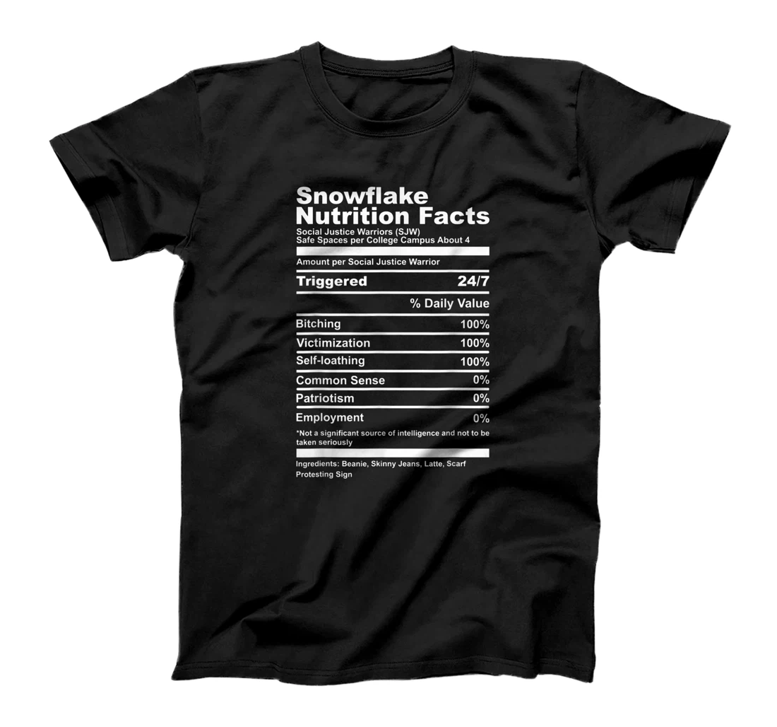 Snowflake Nutrition Facts Funny Socialist Capitalism USA T-Shirt, Women T-Shirt