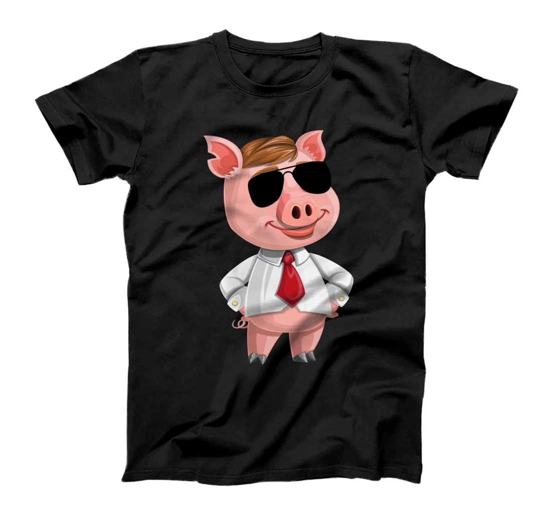 Cool Pig With Sunglasses Shades Sun Glasses Pork Bacon Fun T-Shirt