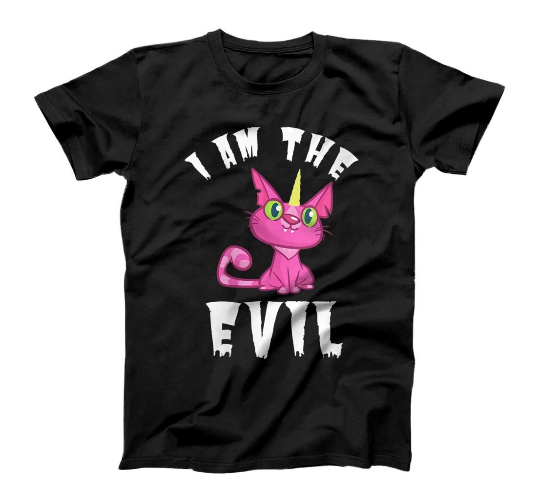 Personalized Womens I M THE EVIL Cat Unicorn Kitty Funny Queen V-Neck T-Shirt, Women T-Shirt