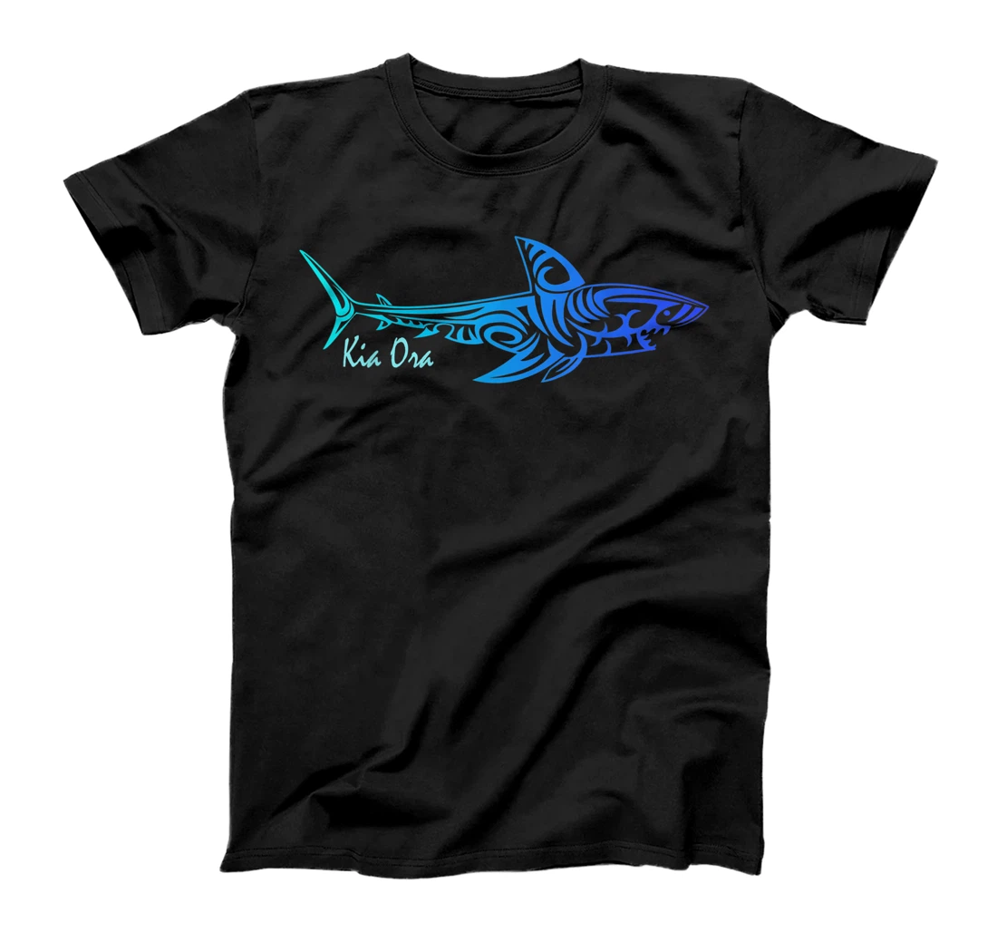 Personalized Shark Culture Symbol Blue, Haka Kia Ora Dance New Zealand T-Shirt, Women T-Shirt