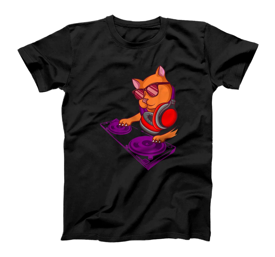 Personalized Rainbow Music Cat Music Lover T-Shirt, Women T-Shirt