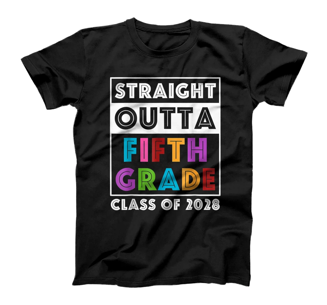 Personalized Straight Outta 5th Grade Tee Class of 2028 Graduation T-Shirt, Kid T-Shirt and Women T-Shirt