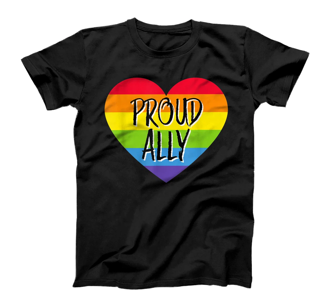 Proud Ally | Rainbow Flag Gay Pride Month Support T-Shirt, Women T-Shirt