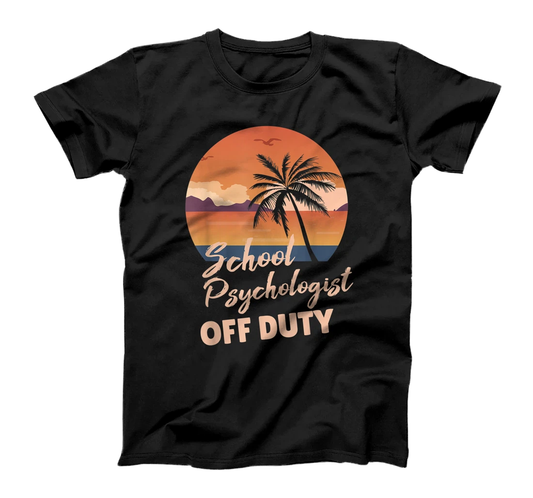 School Psychologist Off Duty Vintage 90s Beach Sunset Summer T-Shirt, Women T-Shirt