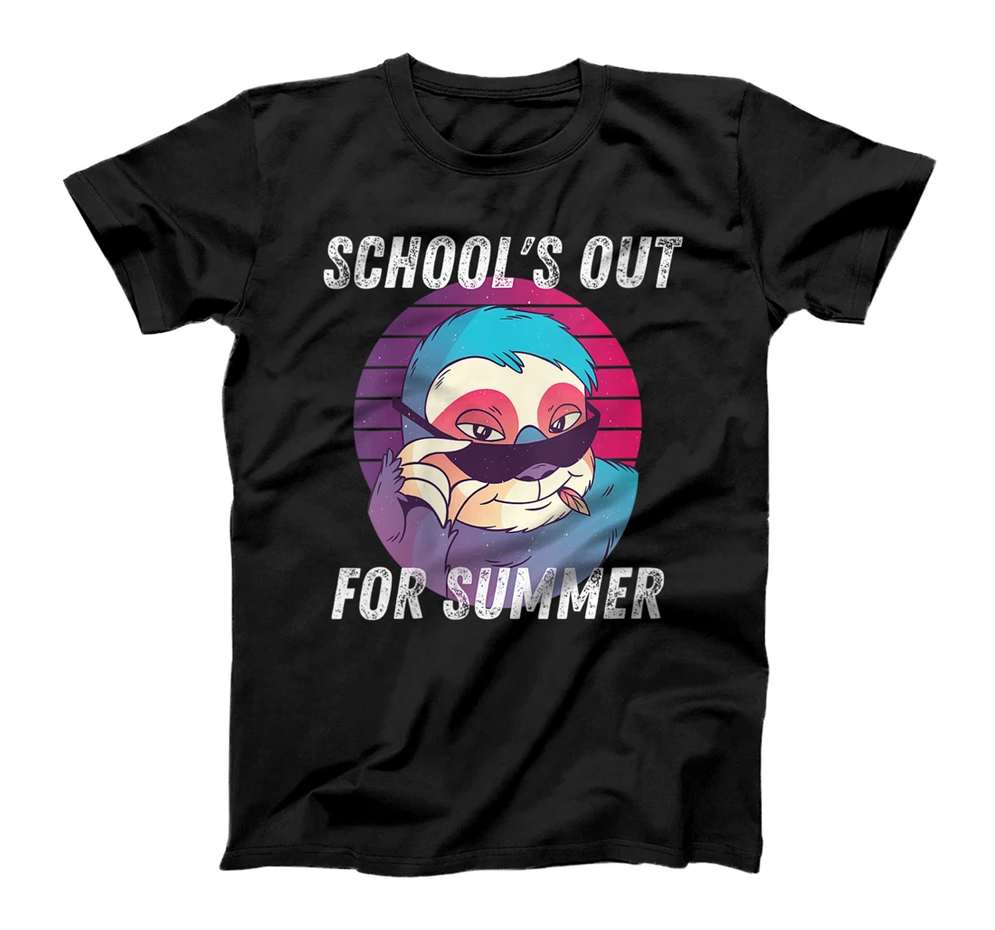 Personalized Womens Schools Out For Summer Shirt Last Day School Sloth Glasses V-Neck T-Shirt, Women T-Shirt
