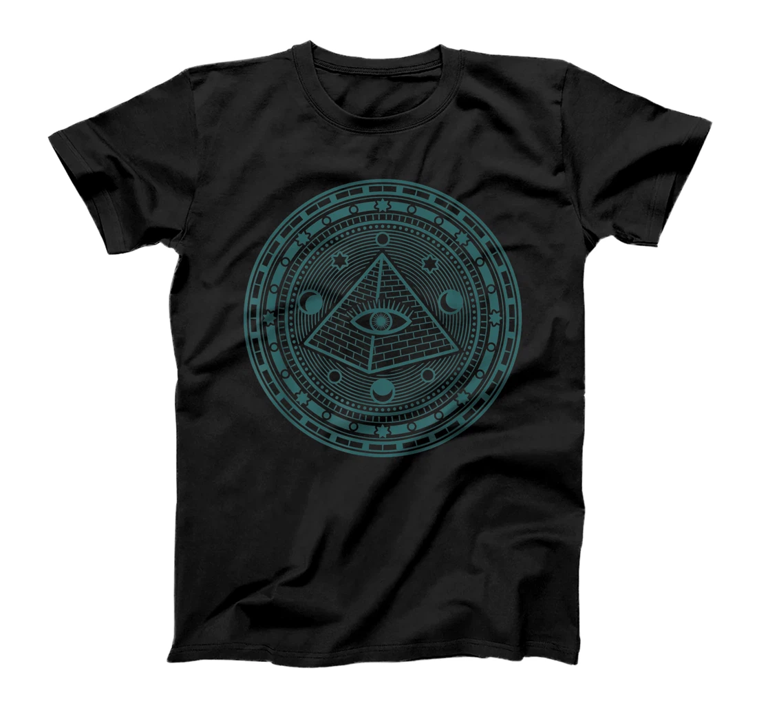 Pyramid, Seeing Eye, and Cosmos Mandala Tattoo T-Shirt, Women T-Shirt