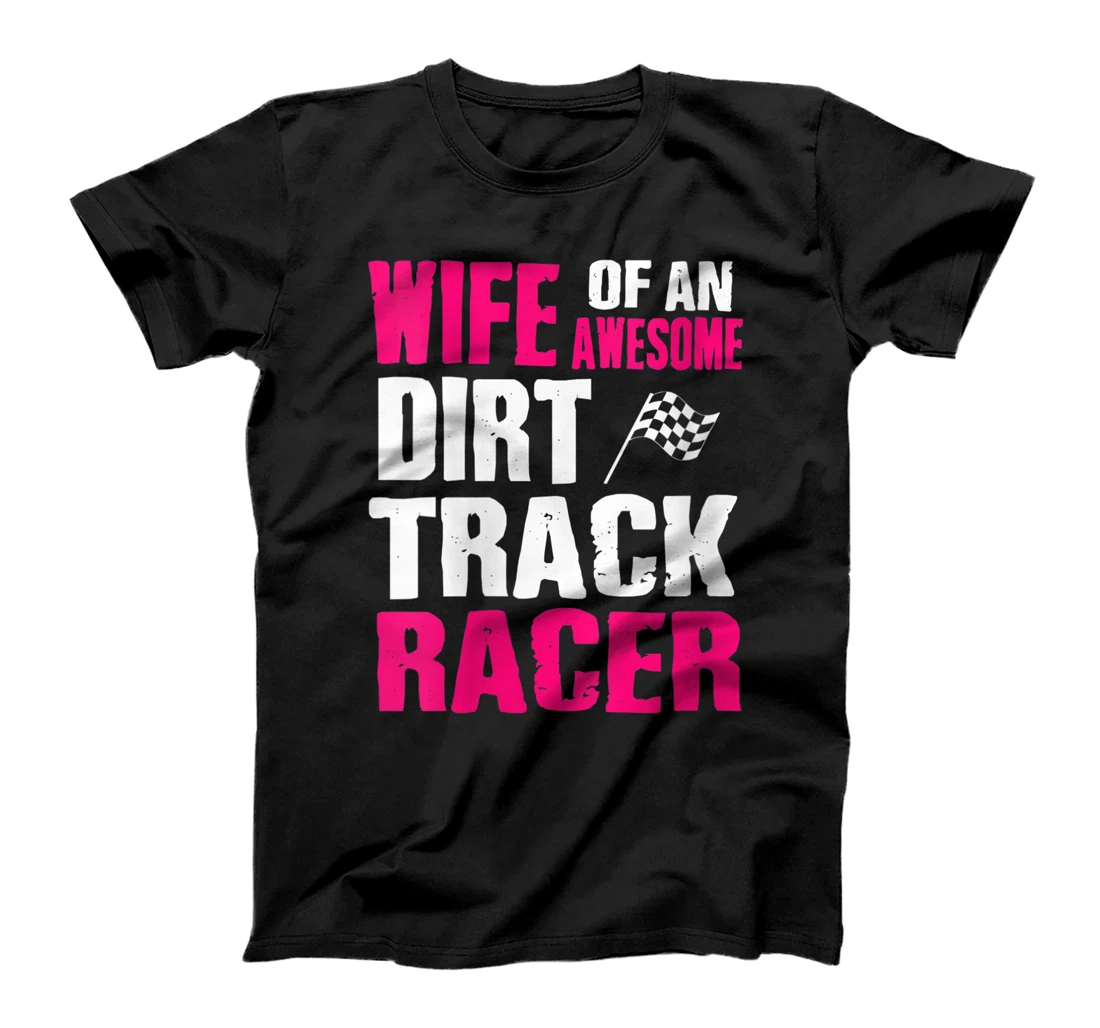 Womens Wife Of An Awesome Dirt Track Racer V-Neck T-Shirt, Women T-Shirt