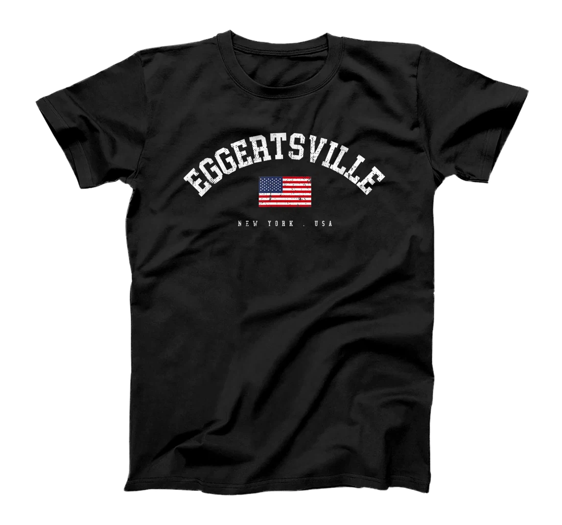 Eggertsville NY Retro American Flag USA City Name T-Shirt, Women T-Shirt