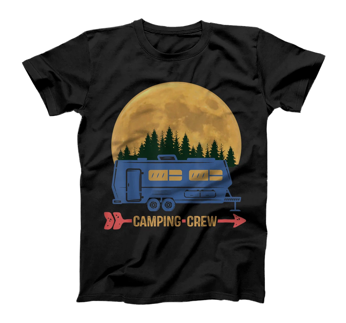 Personalized Summer Camp Vintage Vacation Tent Trailer Campfire Forest T-Shirt, Kid T-Shirt and Women T-Shirt