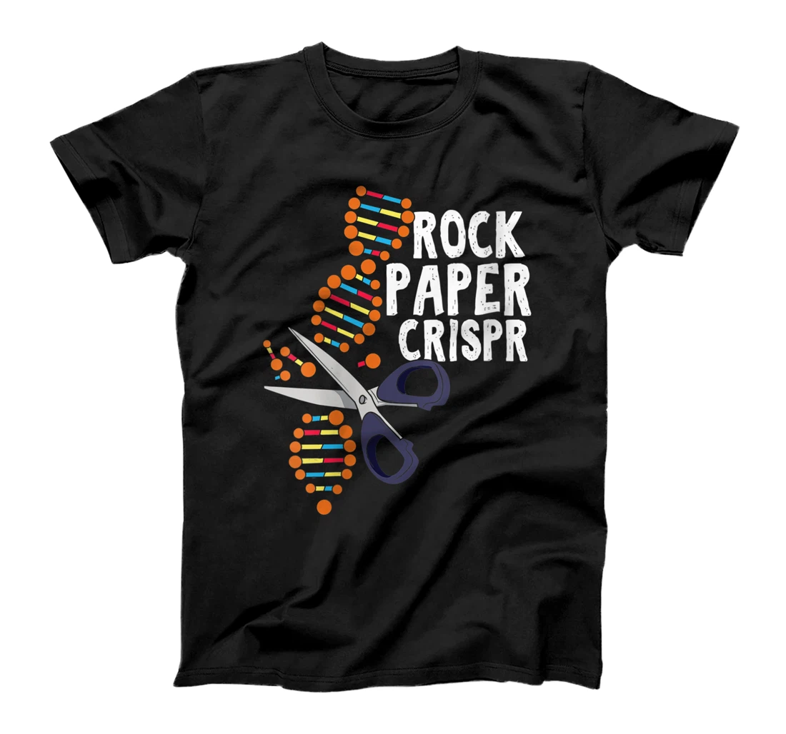 Personalized Womens Rock Paper Crispr DNA Biologist Genetic Engineering Science V-Neck T-Shirt, Women T-Shirt