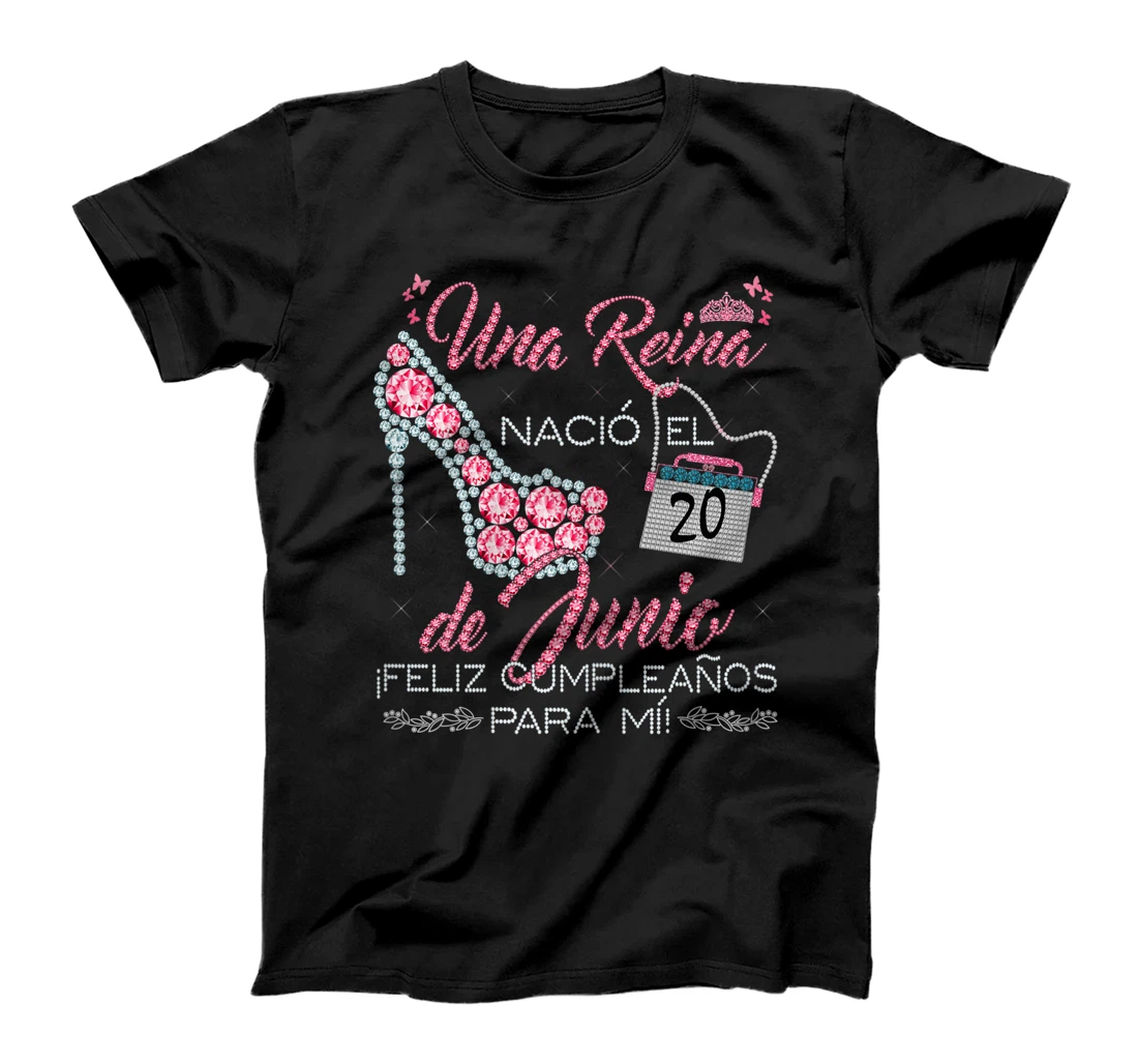 Personalized Una reina nació el 20 de Junio Feliz cumpleaños T-Shirt, Kid T-Shirt and Women T-Shirt