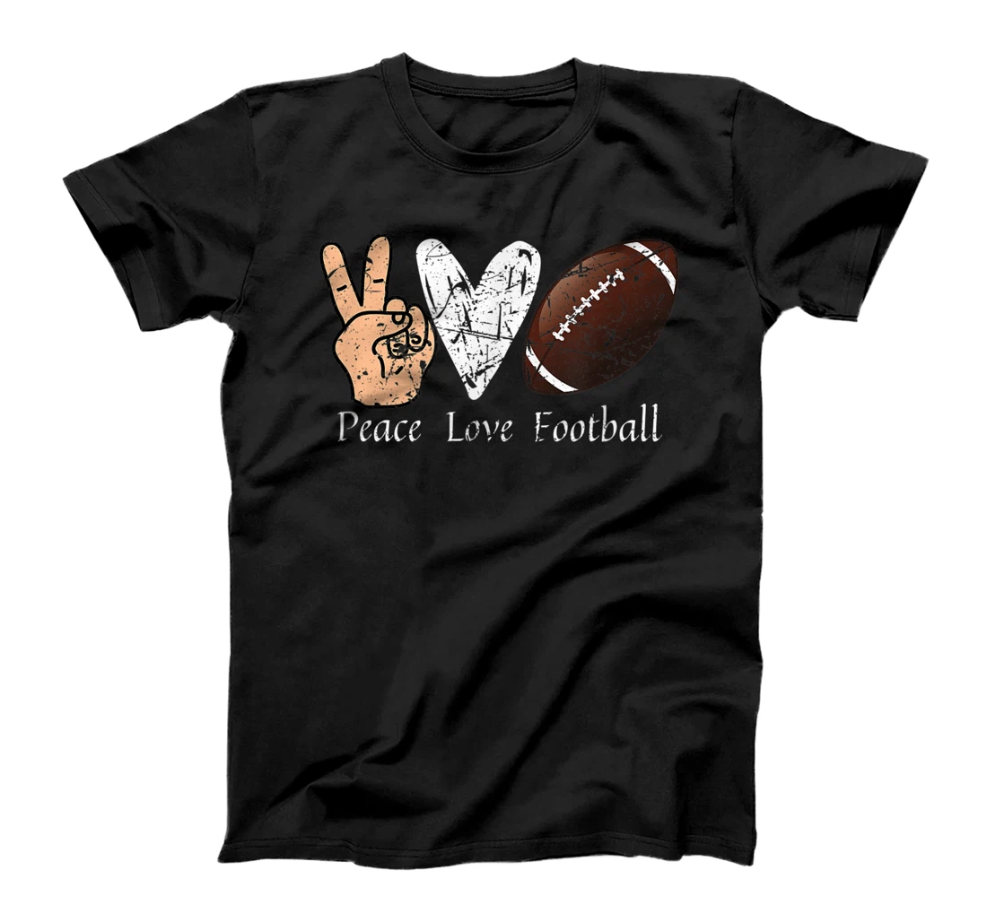 Personalized Peace Love Football Player Ball Design Hand Peace Hippie T-Shirt, Women T-Shirt