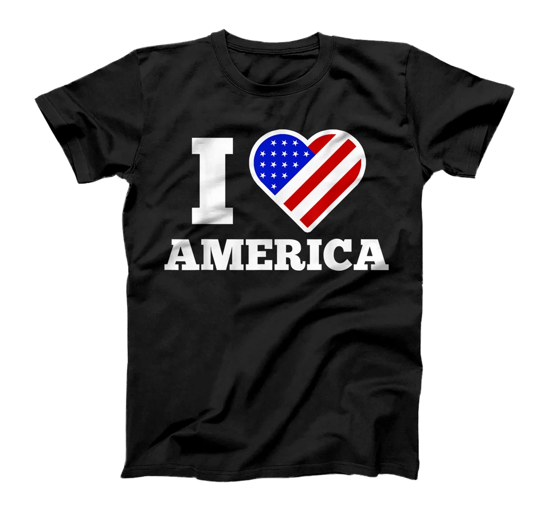 Personalized 4th Of July America I Love Heart American Flag Supporter Tee T-Shirt, Kid T-Shirt and Women T-Shirt