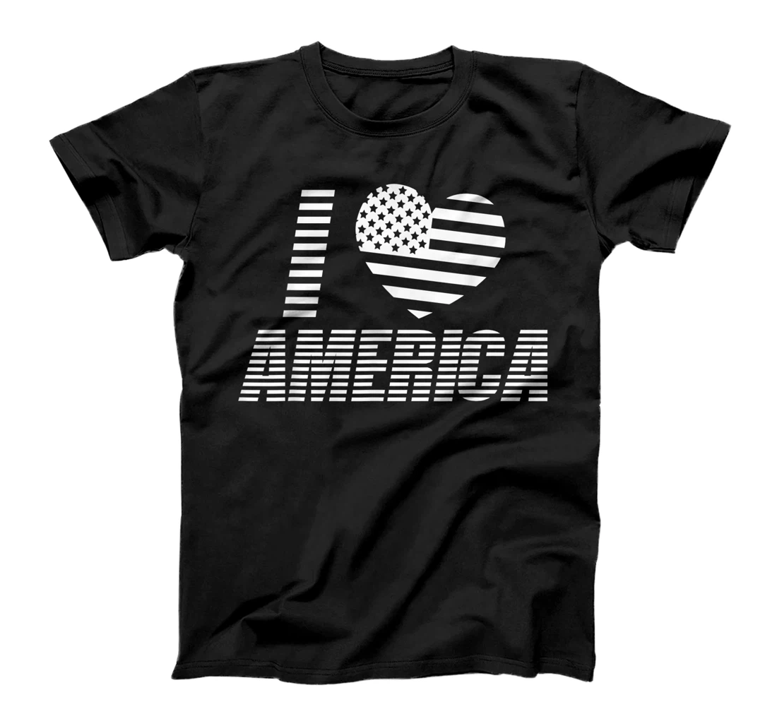 Personalized 4th Of July America I Love Heart American Flag Supporter Tee T-Shirt, Kid T-Shirt and Women T-Shirt