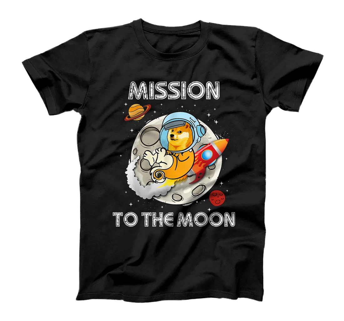 Personalized Mission To The Moon Dogecoin Funny Doge Crypto T-Shirt, Women T-Shirt