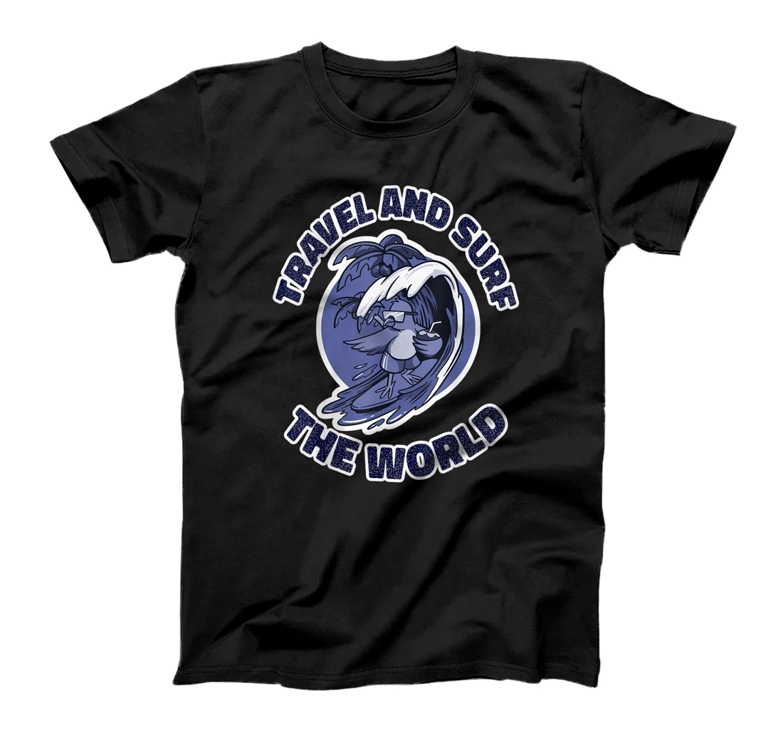 Traveling Surfing Around The World Bird Cool Palm Tree T-Shirt, Kid T-Shirt and Women T-Shirt