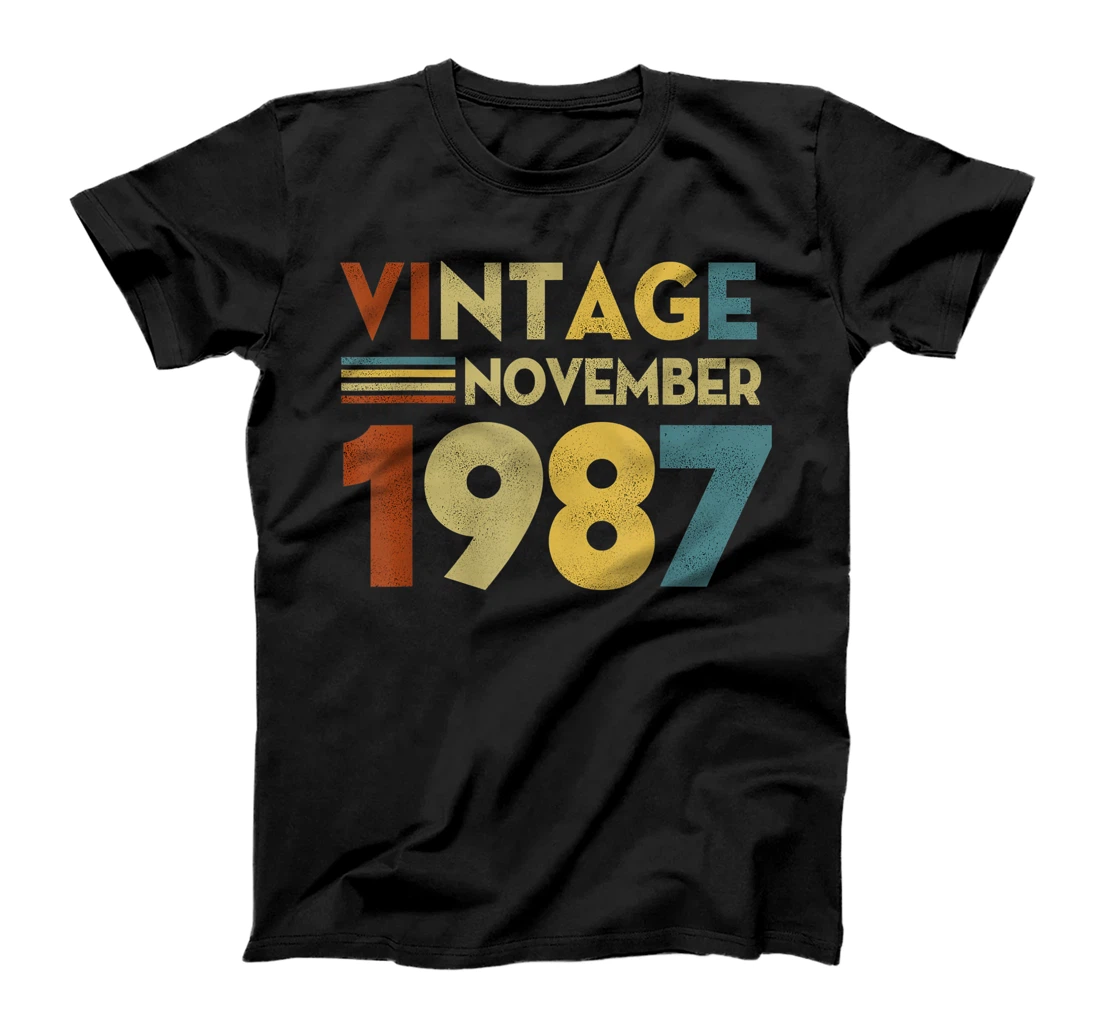 Vintage November 1987 34th B-day Retro Style Classic Design T-Shirt, Women T-Shirt