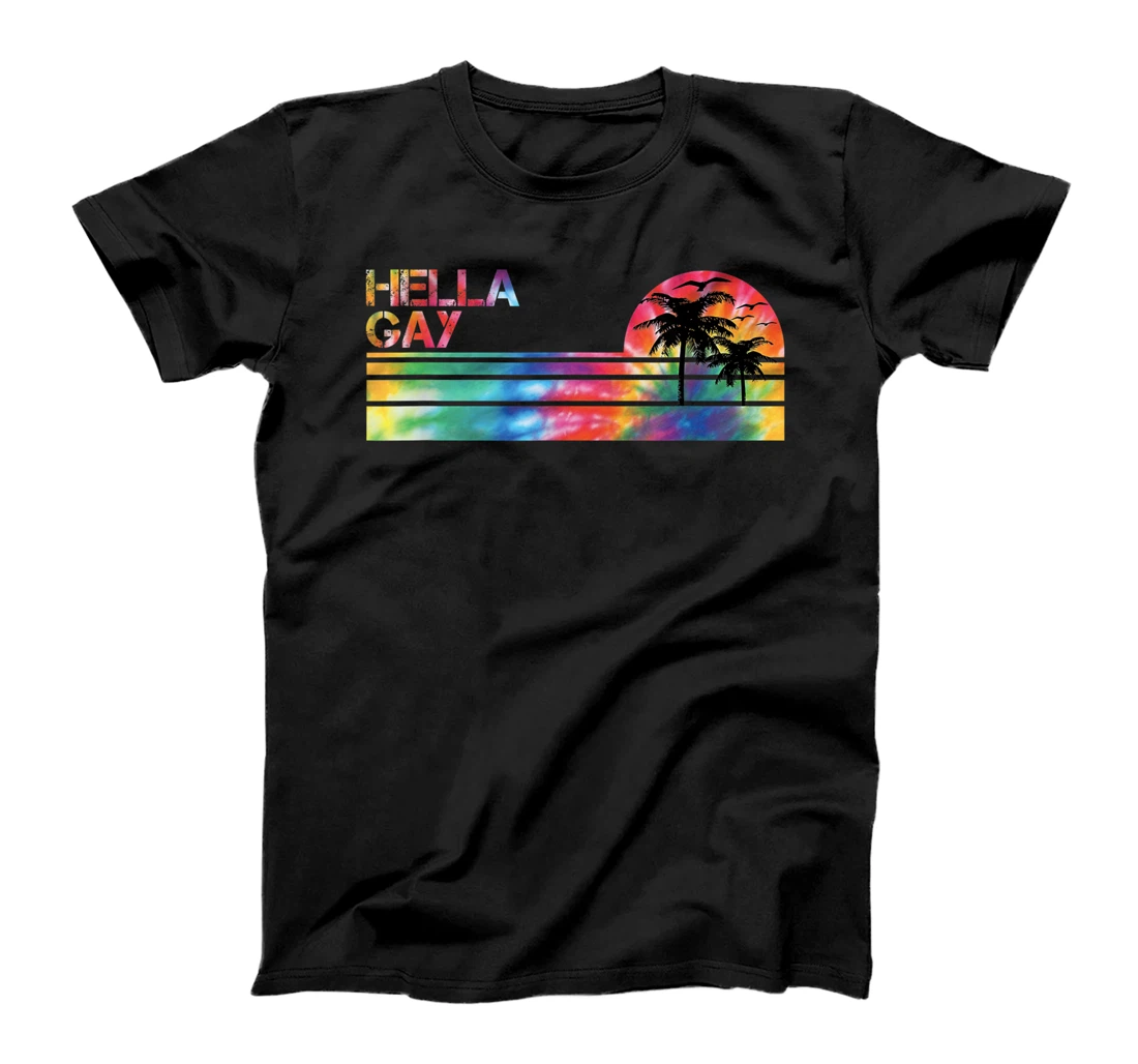 Personalized Hella Gay Tie Dye Vintage Inspired Striped T-Shirt, Women T-Shirt