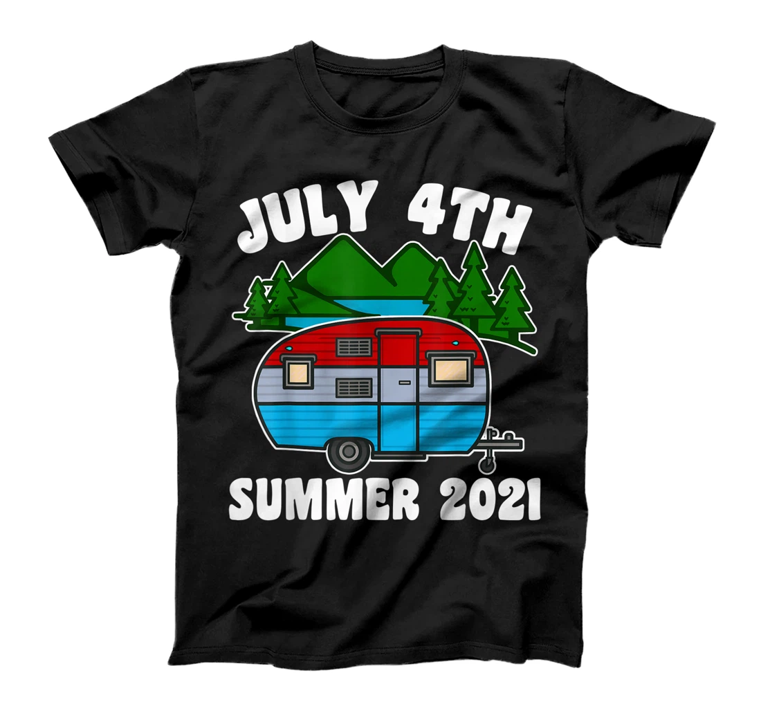 Personalized July 4th America Summer Camp Vintage Vacation Tent Trailer T-Shirt, Kid T-Shirt and Women T-Shirt
