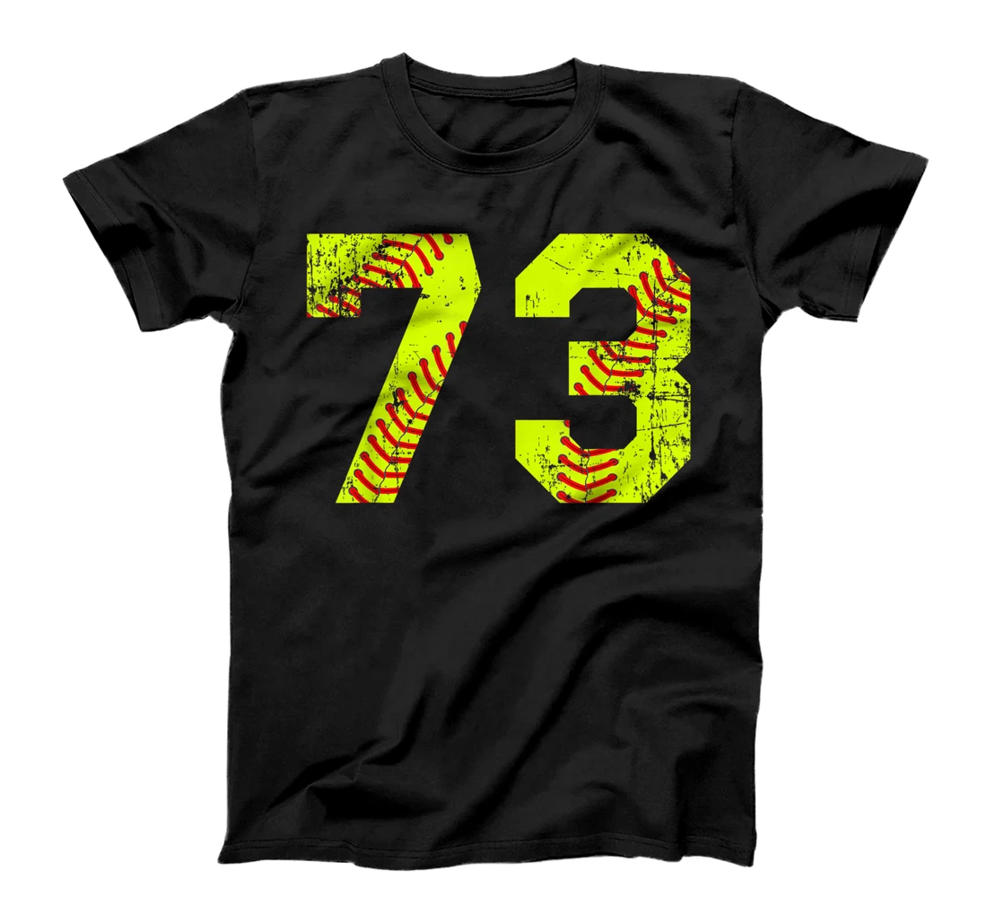 Personalized Vintage Softball 73 Jersey Number T-Shirt, Kid T-Shirt and Women T-Shirt
