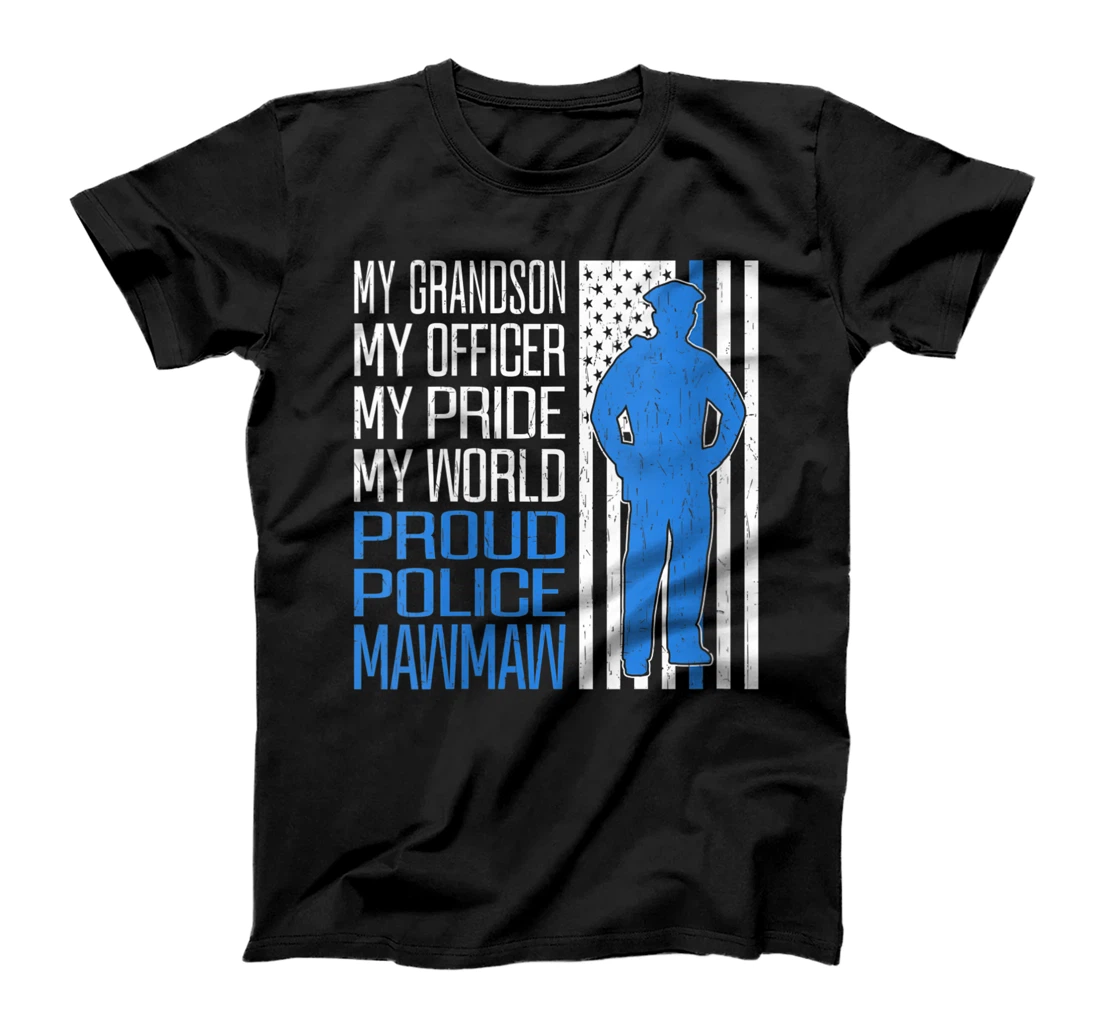 Personalized Womens My Grandson My Officer My Pride My World Proud Police Mawmaw V-Neck T-Shirt, Women T-Shirt