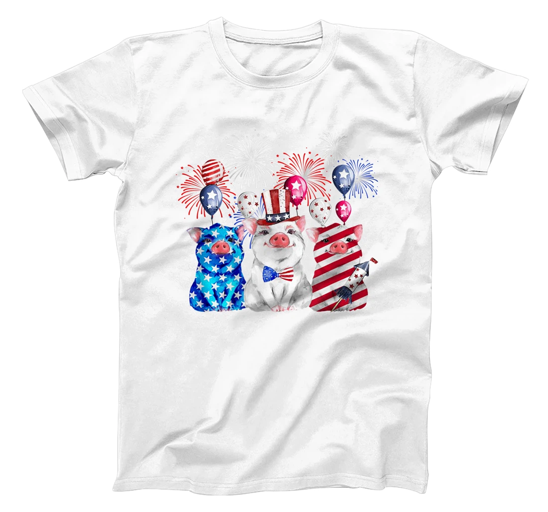 Pigs American Flag 4th Of July Firework Balloon Patriotic T-Shirt, Women T-Shirt