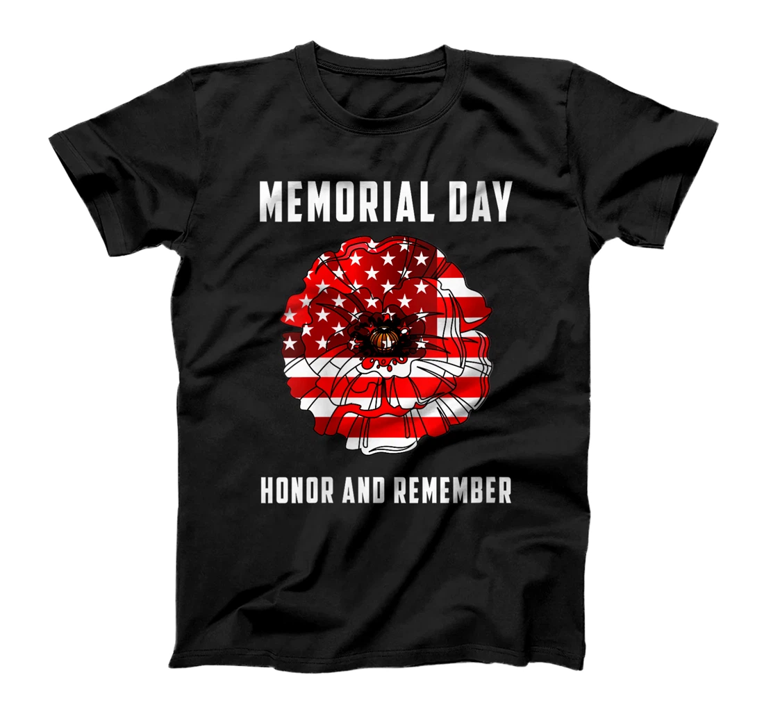 Personalized Womens Veterans Day Tshirt Red Poppy Flower USA Memorial Day 2021 V-Neck T-Shirt, Women T-Shirt