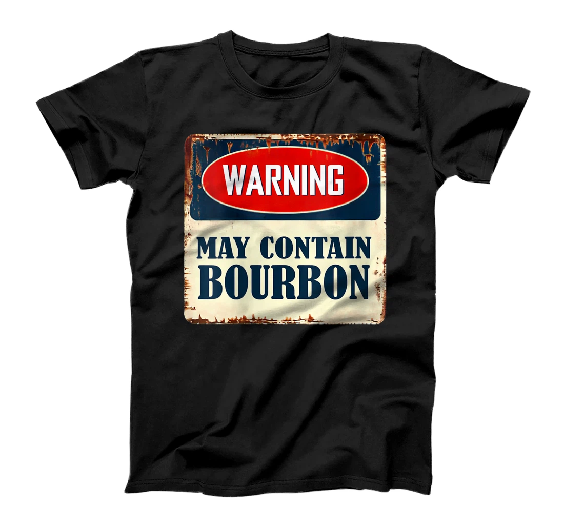 Personalized Womens Warning May Contain Bourbon V-Neck T-Shirt, Women T-Shirt