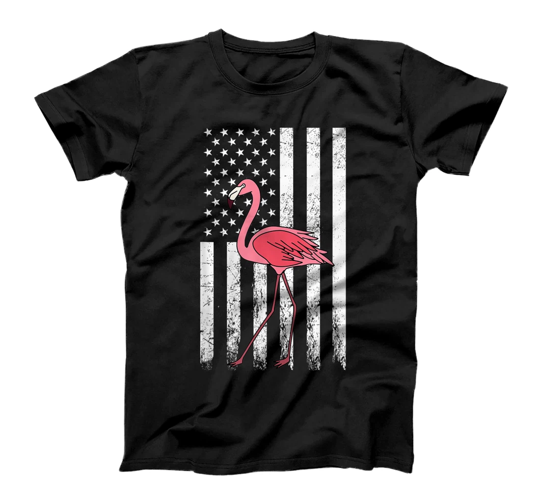 Personalized Flamingo Lover USA American Flag Trendy Tropical Bird T-Shirt, Kid T-Shirt and Women T-Shirt
