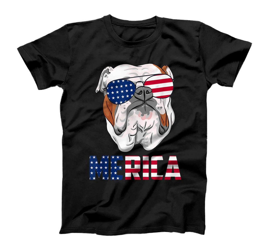 English Bulldog 4th of July Merica USA Flag Independence Day T-Shirt, Kid T-Shirt and Women T-Shirt