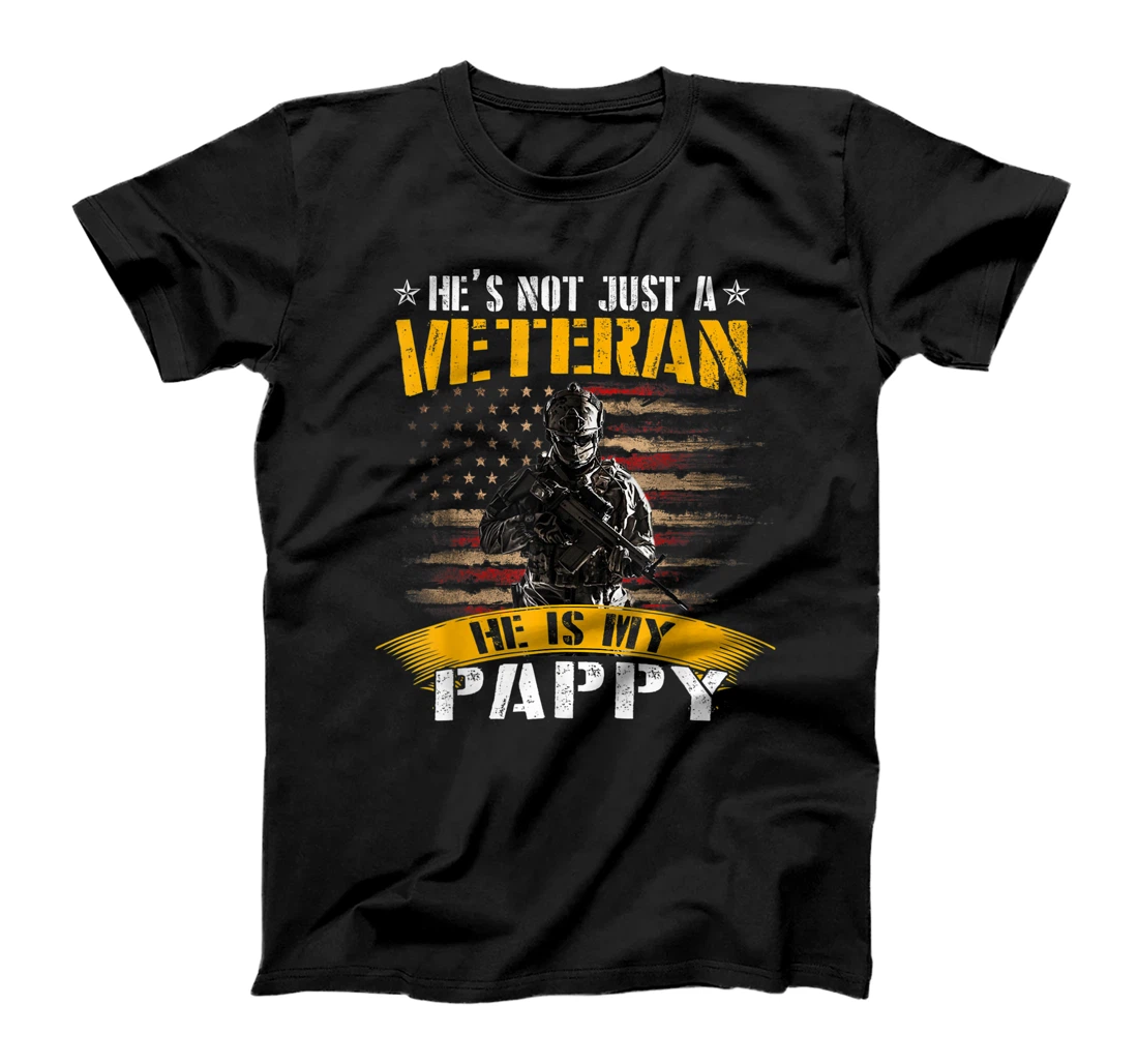 Personalized Mens He's Not Just A Veteran He Is My Pappy American Flag T-Shirt