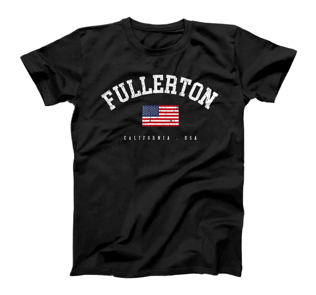 Fullerton CA Retro American Flag USA City Name T-Shirt, Women T-Shirt