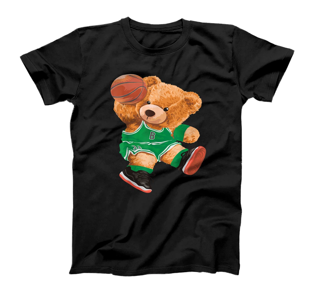 Personalized Funny Teddy Bear Basketball Slam Dunk Sport Cute Cartoon T-Shirt, Women T-Shirt